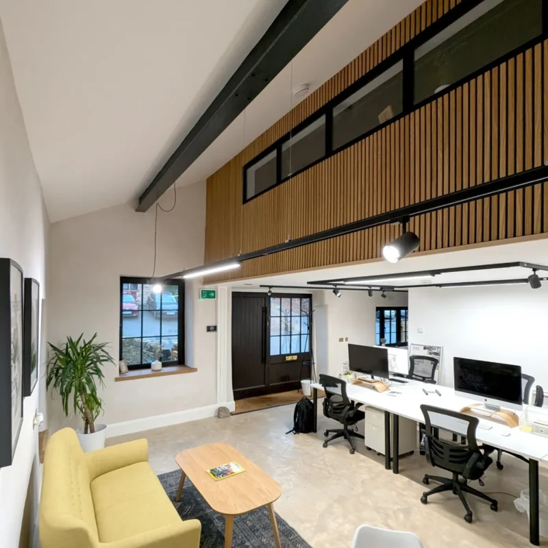 Acoustic panels along the mezzanine, part of the soundproofing behind our private meeting room hire