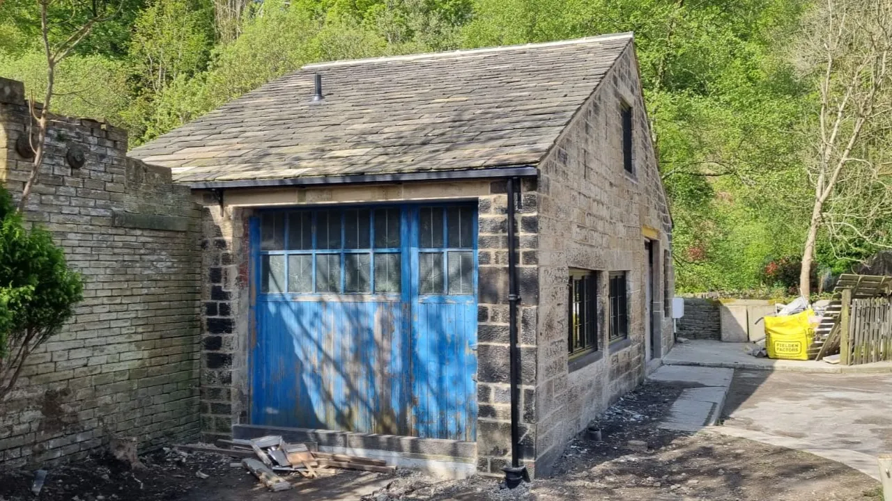 The stable at the six-month mark, on its way to becoming a coworking space in Hebden Bridge